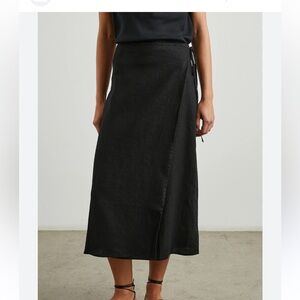 Rails Black Casual Linen Wrap Skirt